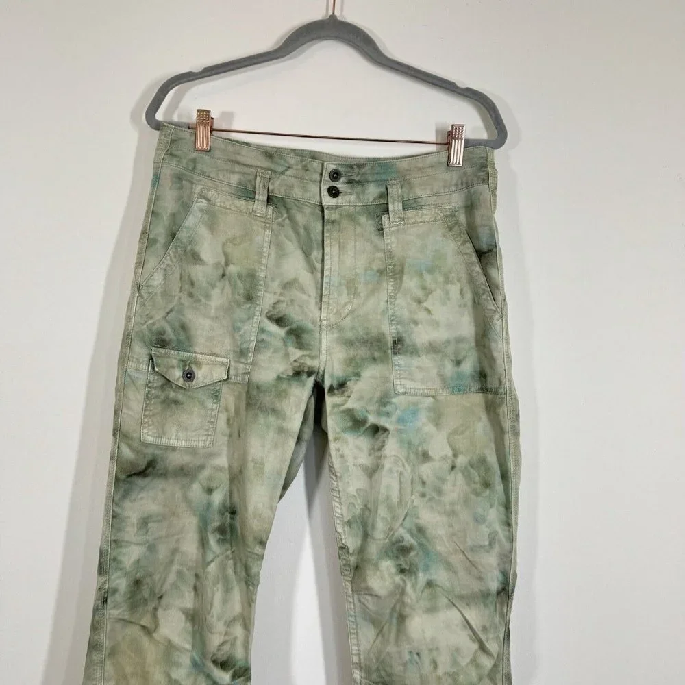Anthropologie The Wanderer Pants Womens Size 29 Tie Dye Green High Rise Pants - Picture 3 of 9